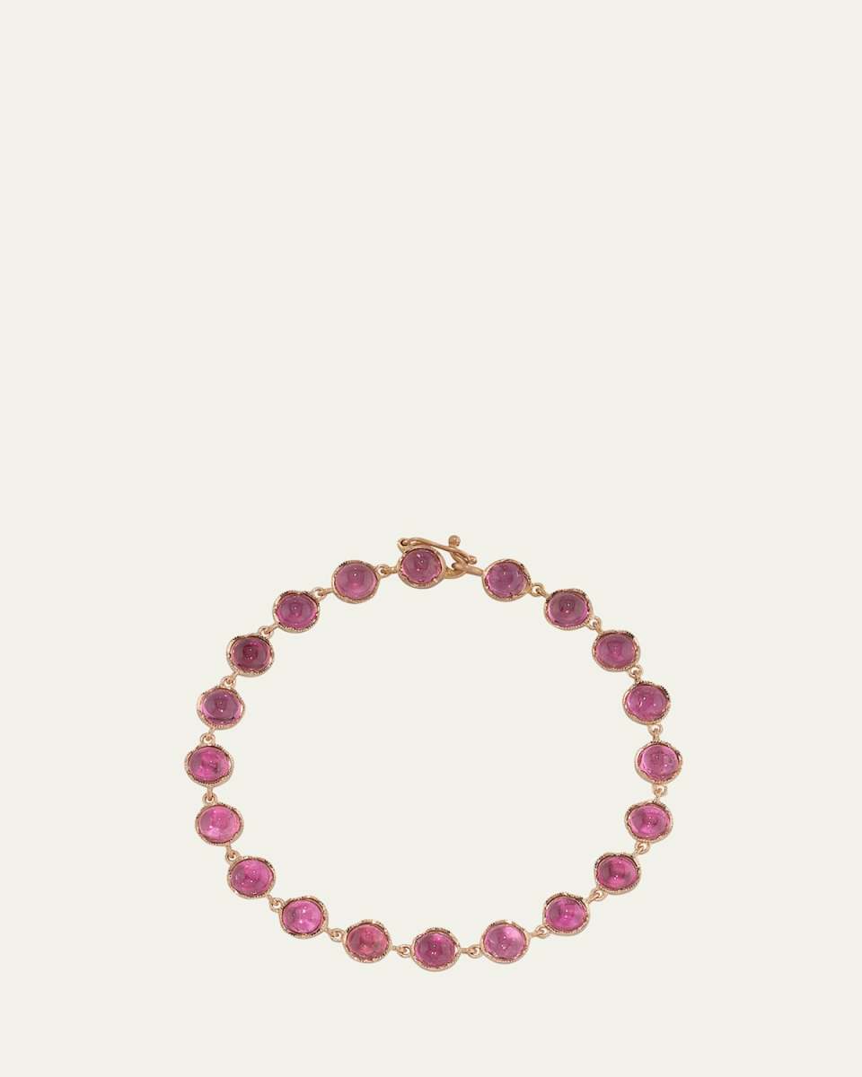 Classic 18K Rose Gold Bracelet with Pink Tourmaline Cabochon
